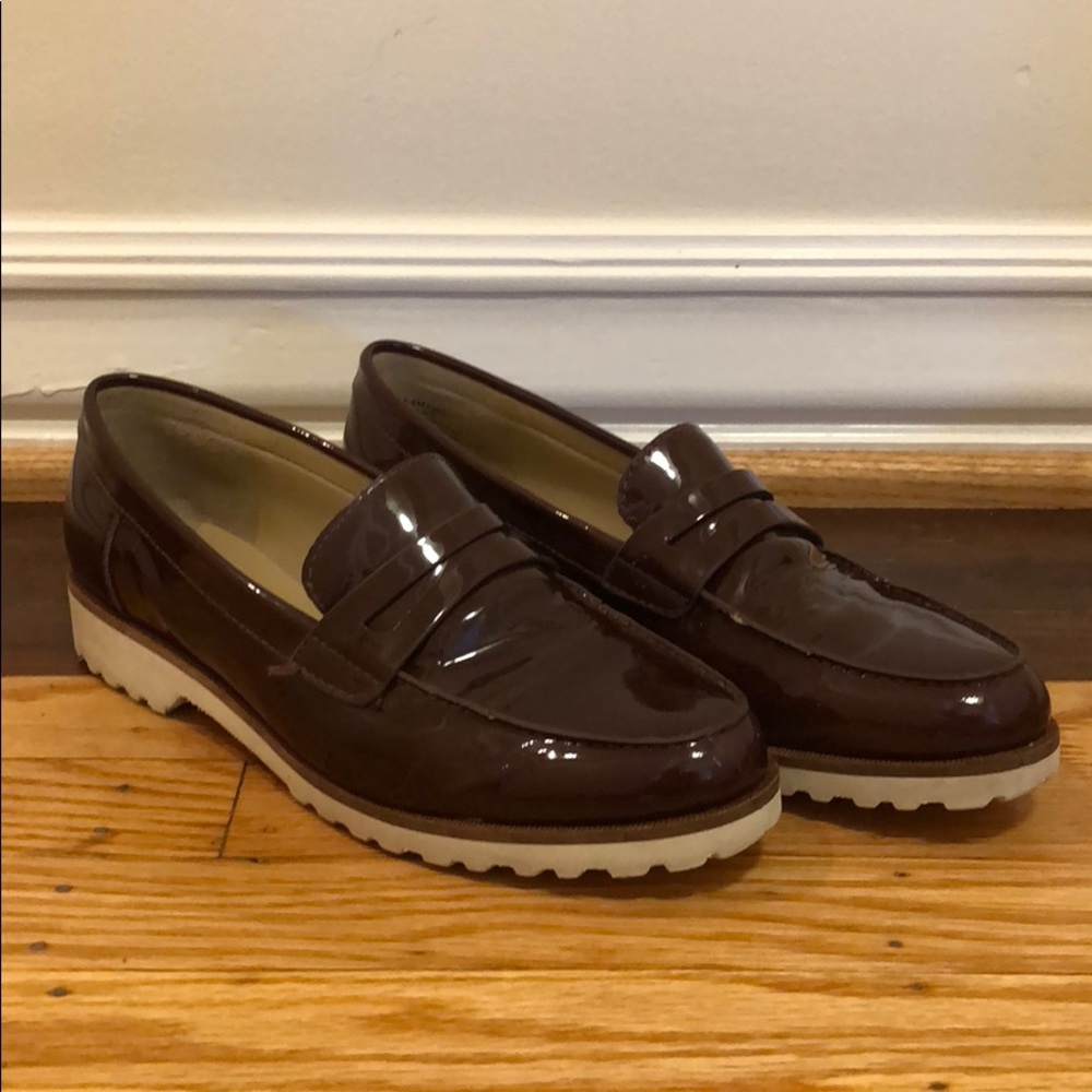 Karl Lagerfeld Patent Leather Stacked Loafers, sz8